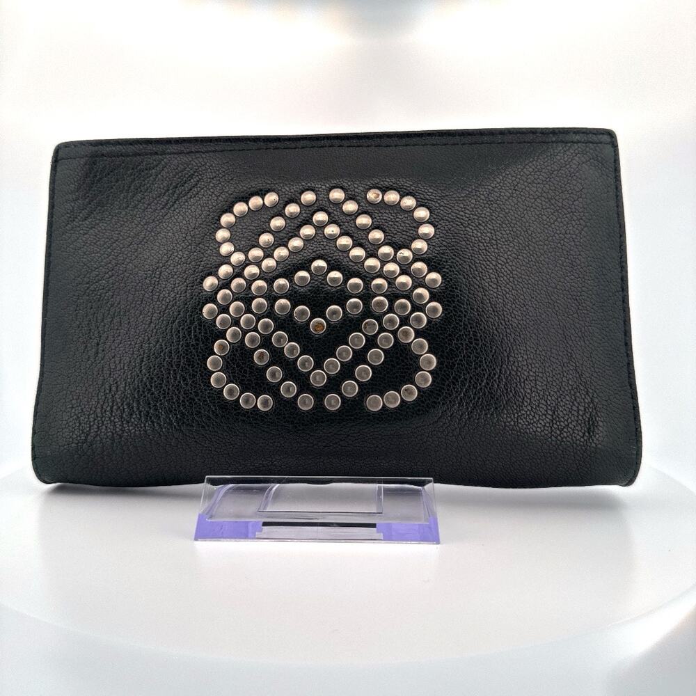 Loewe Leather Pouch with Studded Anagram Logo